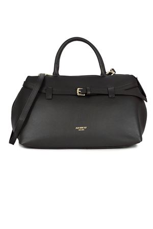 Borsa media semirigida in pelle nera AVENUE67 | INFINITY001