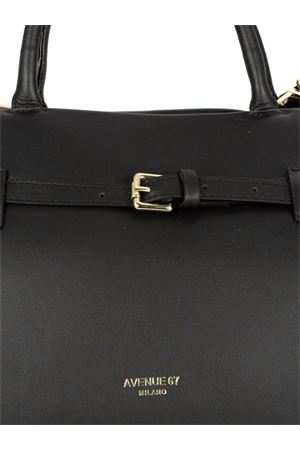 Borsa media semirigida in pelle nera AVENUE67 | INFINITY001