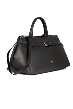 Borsa media semirigida in pelle nera AVENUE67 | INFINITY001