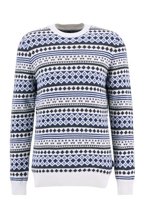 Maglia in misto lana e cotone bianco e blu BARBOUR | MKN1675WH32