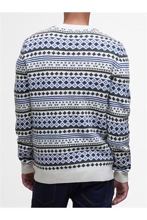 Maglia in misto lana e cotone bianco e blu BARBOUR | MKN1675WH32