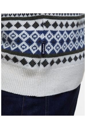 Maglia in misto lana e cotone bianco e blu BARBOUR | MKN1675WH32