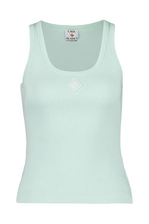 Canotta a coste in cotone verde menta CASABLANCA | WPF25JTS03901
