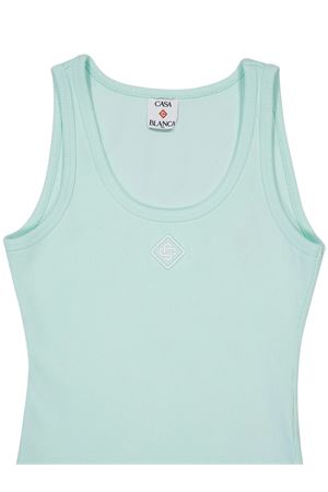 Canotta a coste in cotone verde menta CASABLANCA | WPF25JTS03901