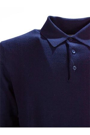 Long-sleeved blue wool polo shirt CRUCIANI | UC5261410U84PO0110214