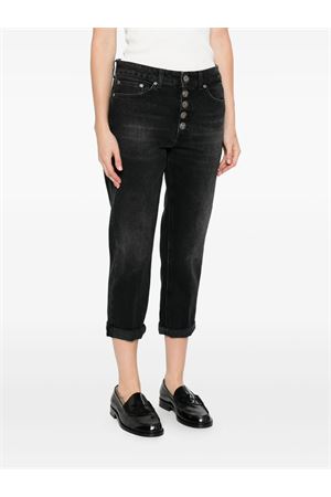Jeans boyfriend cropped in cotone nero DONDUP | DP268BDS0369DLM3999