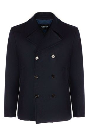 Double-breasted coat in blue wool and cashmere blend DONDUP | UJ922WF0168U890