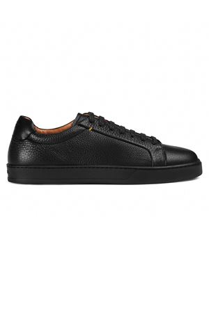 Black tumbled leather sneaker DOUCAL'S | DU3483SPENPF797NN00.