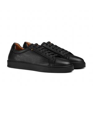 Black tumbled leather sneaker DOUCAL'S | DU3483SPENPF797NN00.