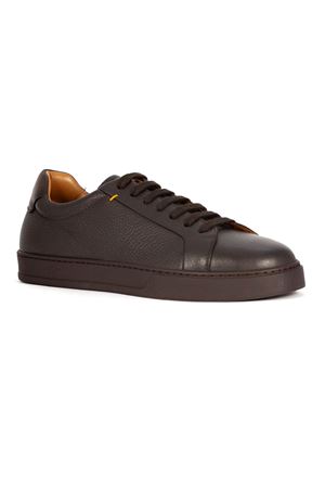 Brown tumbled leather sneaker DOUCAL'S | DU3483SPENPF797TM48.