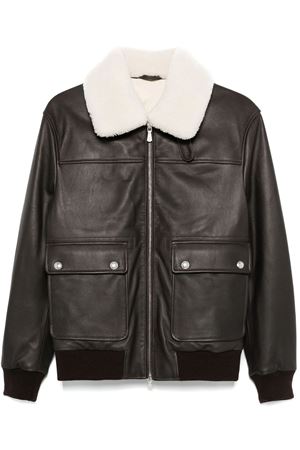 Dark brown leather bomber jacket ELEVENTY | L75GBTL19PEL0L03625