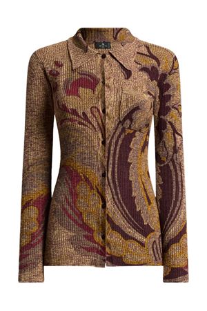 Shaped-fit cardigan in ribbed pure wool fabric ETRO | WRKE0339AKC84S9890