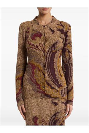 Shaped-fit cardigan in ribbed pure wool fabric ETRO | WRKE0339AKC84S9890