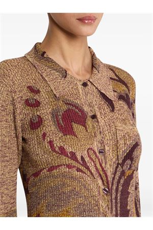 Shaped-fit cardigan in ribbed pure wool fabric ETRO | WRKE0339AKC84S9890