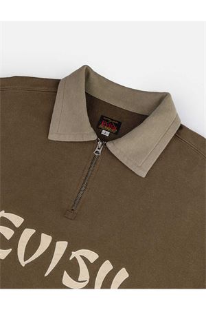 Felpa in cotone verde con cappuccio EVISU | 2EAEJM5SW6106DARKARMYGREEN