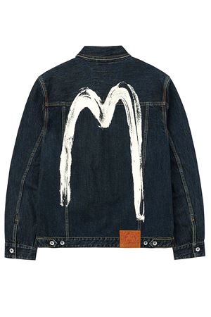Washed Brushstroke Daicock Print Regular Fit Denim Jacket EVISU | 2EAHTM5DJ1003INDIGO