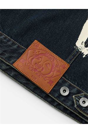 Washed Brushstroke Daicock Print Regular Fit Denim Jacket EVISU | 2EAHTM5DJ1003INDIGO