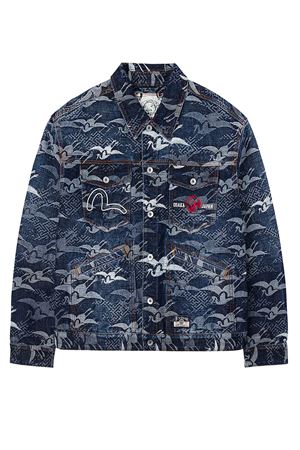 Allover Seagull Cranes Jacquard Loose Fit Denim Jacket EVISU | 2EAHTM5DJ1007INDIGO