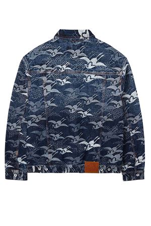 Allover Seagull Cranes Jacquard Loose Fit Denim Jacket EVISU | 2EAHTM5DJ1007INDIGO