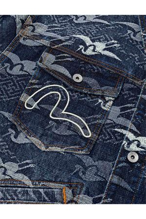 Allover Seagull Cranes Jacquard Loose Fit Denim Jacket EVISU | 2EAHTM5DJ1007INDIGO