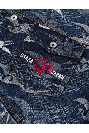 Allover Seagull Cranes Jacquard Loose Fit Denim Jacket EVISU | 2EAHTM5DJ1007INDIGO