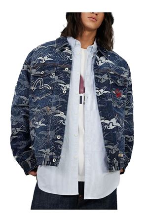Allover Seagull Cranes Jacquard Loose Fit Denim Jacket EVISU | 2EAHTM5DJ1007INDIGO