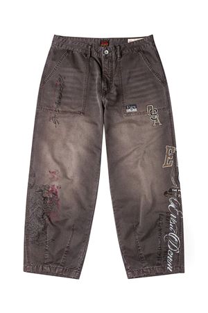 Multi Logos Print Balloon Fit Washed Woven Pants EVISU | 2EAHTM5PT1092CHOCOLATE