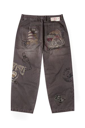 Multi Logos Print Balloon Fit Washed Woven Pants EVISU | 2EAHTM5PT1092CHOCOLATE