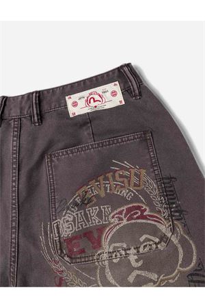 Multi Logos Print Balloon Fit Washed Woven Pants EVISU | 2EAHTM5PT1092CHOCOLATE