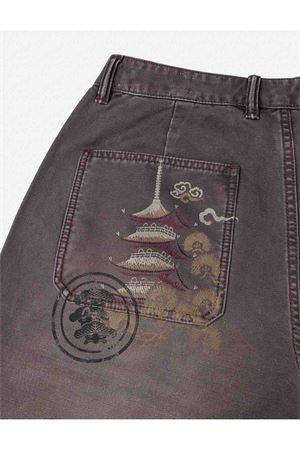 Multi Logos Print Balloon Fit Washed Woven Pants EVISU | 2EAHTM5PT1092CHOCOLATE