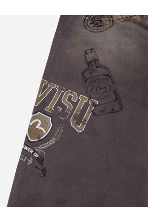 Multi Logos Print Balloon Fit Washed Woven Pants EVISU | 2EAHTM5PT1092CHOCOLATE
