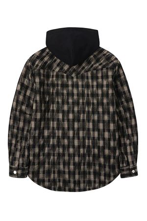 Seagull Embroidery Relax Fit Hooded Checked Shirt Jacket EVISU | 2EAHTM5SJ1043BROWN