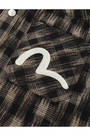 Seagull Embroidery Relax Fit Hooded Checked Shirt Jacket EVISU | 2EAHTM5SJ1043BROWN