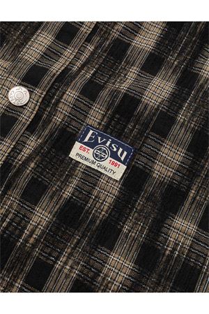 Seagull Embroidery Relax Fit Hooded Checked Shirt Jacket EVISU | 2EAHTM5SJ1043BROWN