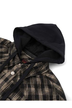 Seagull Embroidery Relax Fit Hooded Checked Shirt Jacket EVISU | 2EAHTM5SJ1043BROWN