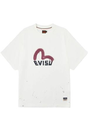 Graffiti-Style Seagull and Logo Print Relax Fit T-Shirt EVISU | 2EAHTM5TS1159OFFWHITE