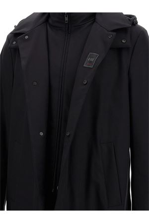 Black hooded snap-fastening parka FAY | NAM6151037JXRFB999
