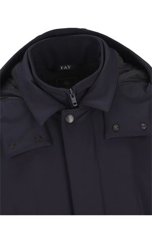 Blue hooded snap-fastening parka FAY | NAM6151037JXRFU807