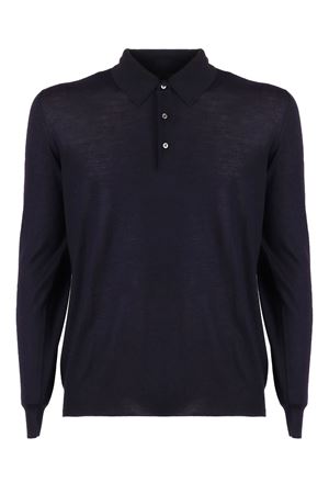 Dark blue superfine wool polo shirt FEDELI | MU0070156