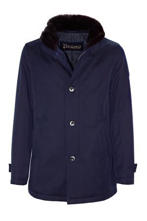 Cappotto in lana vergine blu HERNO | IM000369U331869200