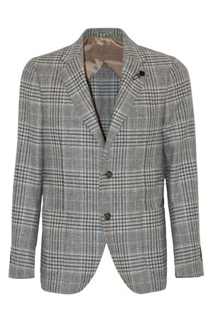 Prince of Wales blazer in grey wool and cashmere LARDINI | CN528AEAAIF65517920GR