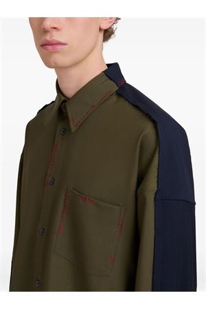 Camicia in fresco lana verde MARNI | CUMU0278QSTW83900V58