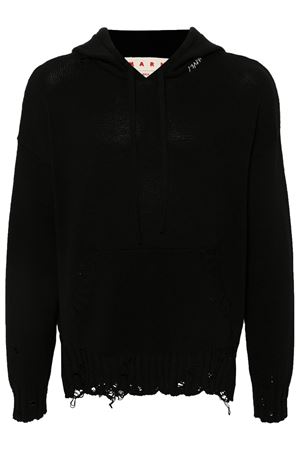 Felpa con cappuccio in cotone nero MARNI | GCMG0411A0UFC65200N99