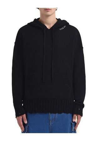 Felpa con cappuccio in cotone nero MARNI | GCMG0411A0UFC65200N99