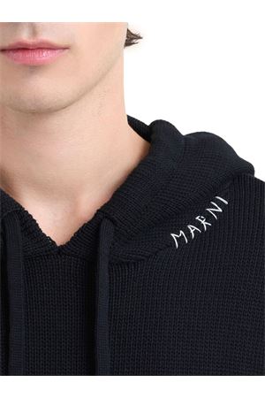Felpa con cappuccio in cotone nero MARNI | GCMG0411A0UFC65200N99
