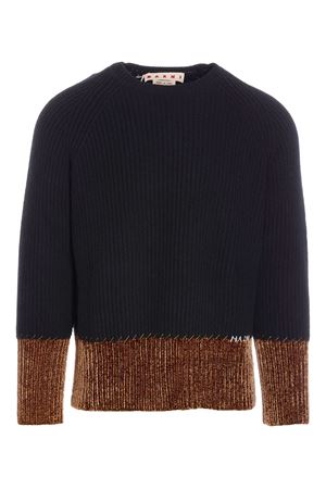 Maglione nero in lana a coste MARNI | GCMG0473Q0UFH553BIN99