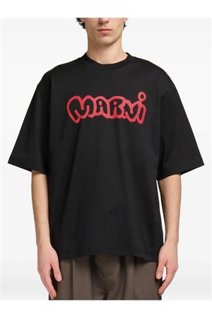 T-shirt in jersey nero MARNI | HUMU0223WPUSCY53LON99