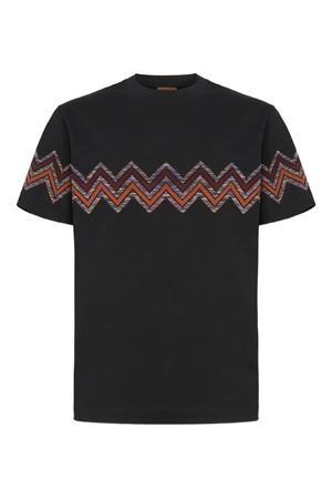 Black zigzag-print short-sleeved T-shirt MISSONI | US25WL04BJ00ONS91PD