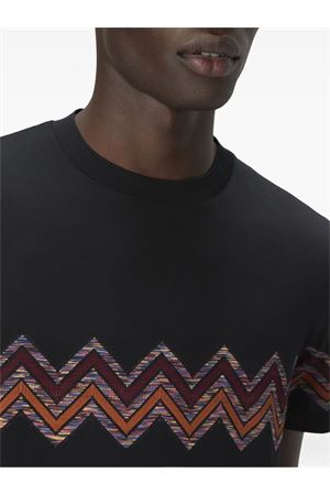 Black zigzag-print short-sleeved T-shirt MISSONI | US25WL04BJ00ONS91PD