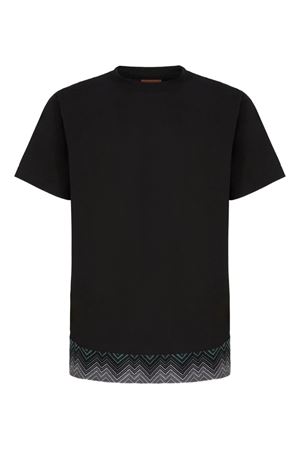Black zigzag-print short-sleeved T-shirt MISSONI | US25WL0DBJ00OIS91PU